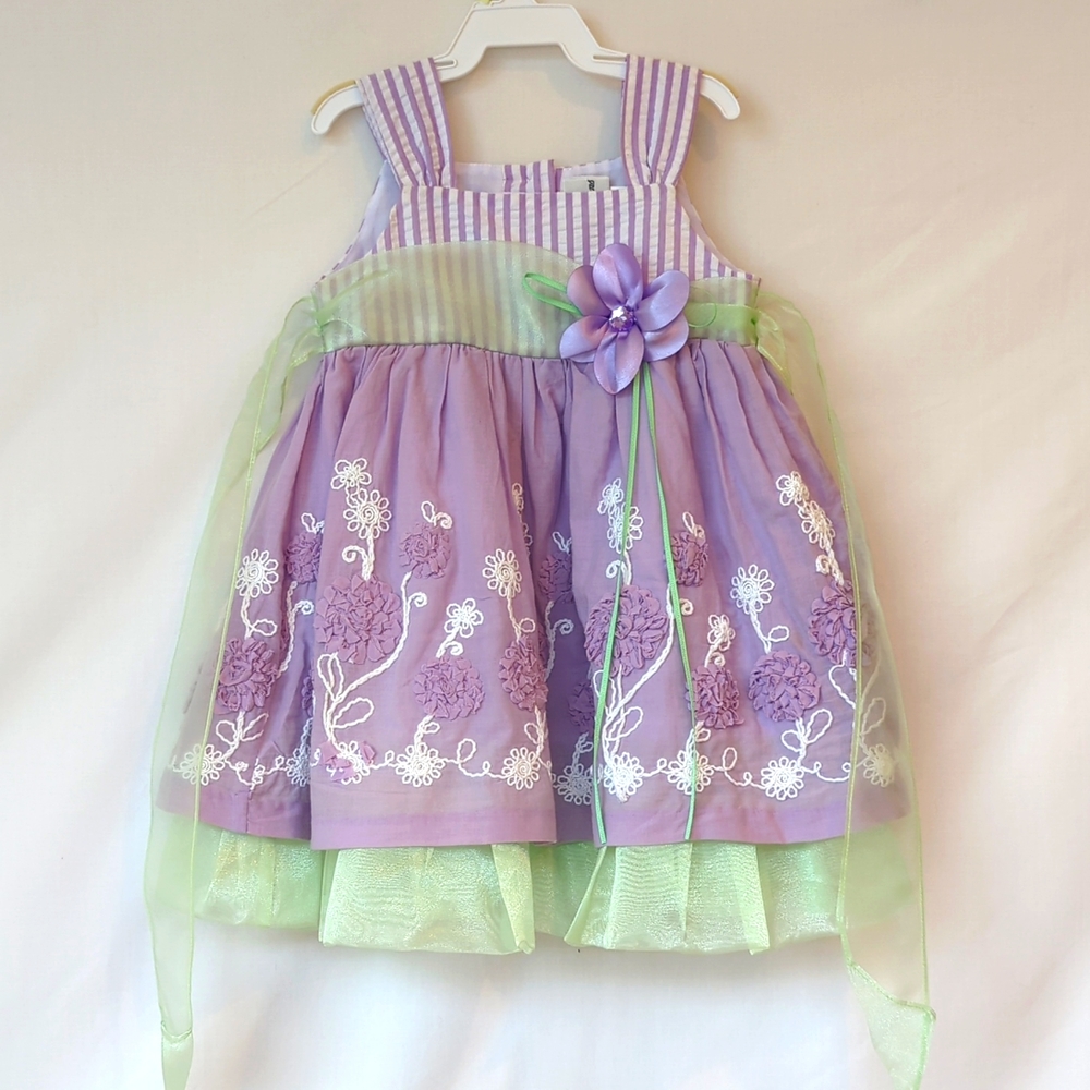 RARE EDITIONS | Baby Girl's Embroidered Sleeveless Lilac Dress | 18M